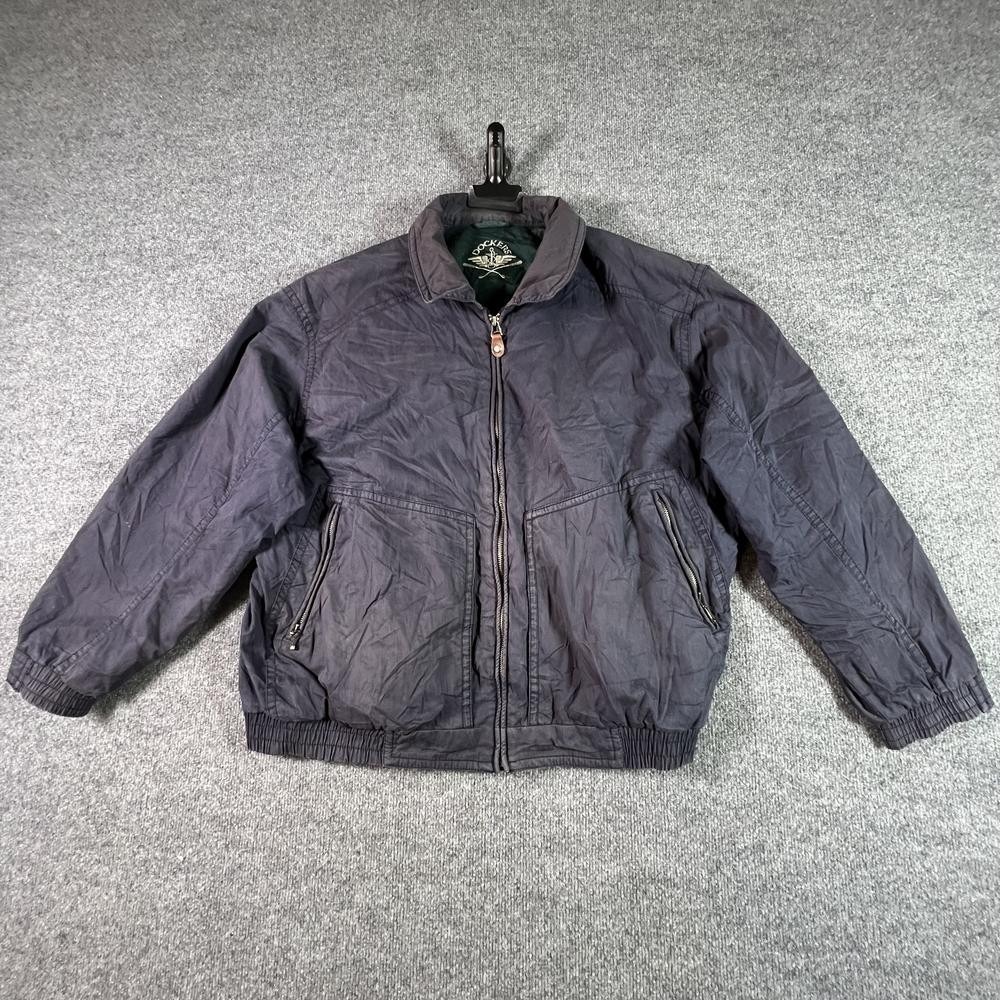 Vintage Dockers Windbreaker Jacket Men's XL Blue Cotton Lined Retro Collared